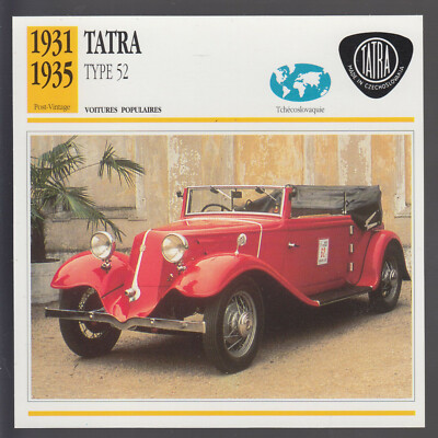 1931-1935 Tatra Type 52 Czechoslovakia Car Photo Spec Sheet Info French Card