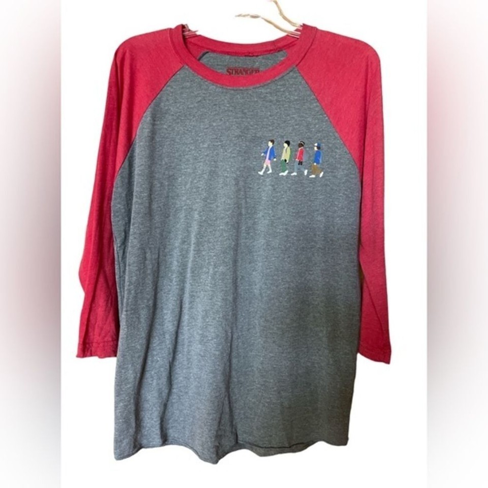 Stranger Things Graphic Raglan Tee Size Medium Red Grey