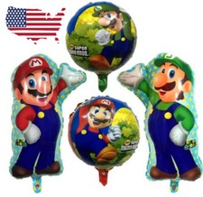 XL SUPER BIG 27'' Super Mario Bros 4 Pcs Helium Balloon Birthday Party FAST USA