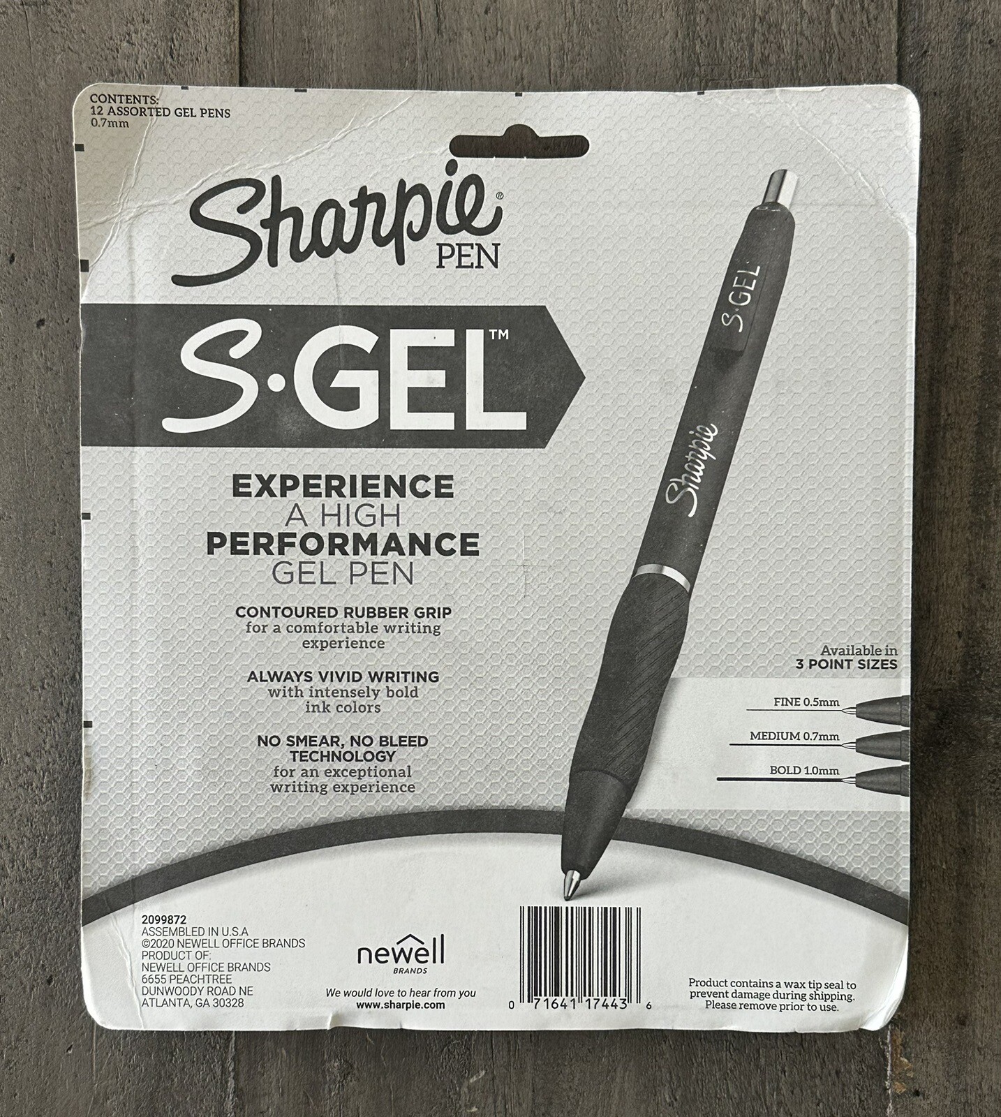 Sharpie SGel, 12 Pack Gel Pens, Medium Point 0.7mm, 3 Assorted Colors