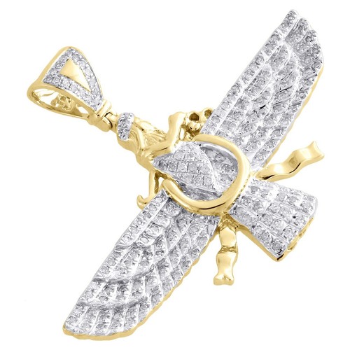 10K Yellow Gold Over Lab Created Diamond Persian Empire Religious Symbol Pendant - Picture 4 of 6