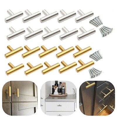 10x 50mm T Bar Brushed Steel Knob Kitchen Cupboard Cabinet Drawer Door Handles 