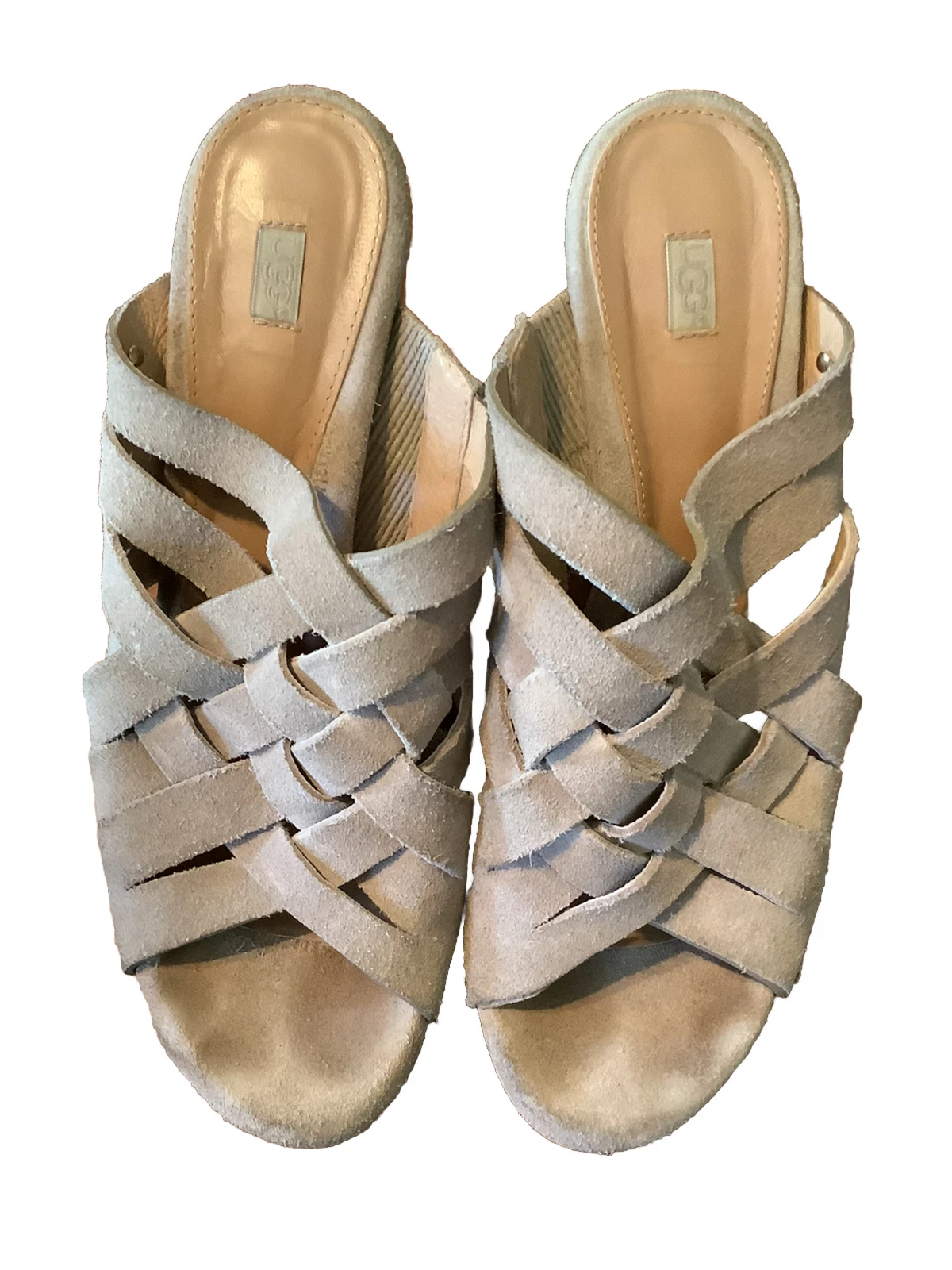 Sandali con zeppa in sughero scamosciati nudi UGG taglia 8 5 plateau