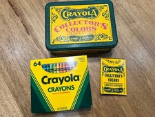 Unused NEW Vintage Crayola Crayons Binney and Smith 64 ct 1990 Sharpener Box Tin
