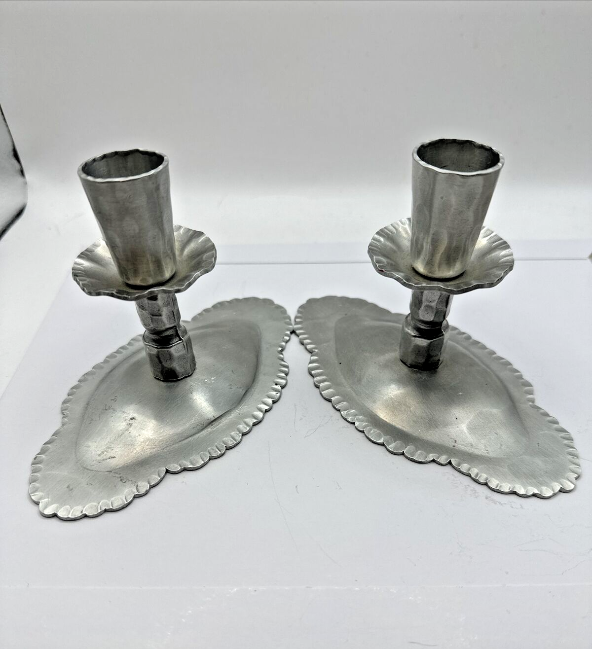 Pair Of Everlast Candlestick Holders Hand Metal 4" eBay