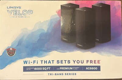 NIB Linksys Velop Tri-Band Intelligent Mesh Wifi System Black   AC6600 WHW030B
