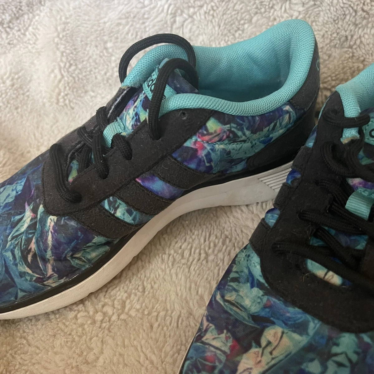 Adidas Women s Size 5 Neo Lite Racer Running Shoes F99093 Blue Teal Turquoise