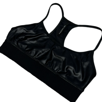 Koral Sweeper Stretch Sports Bra Faux Leather Black Women's Size