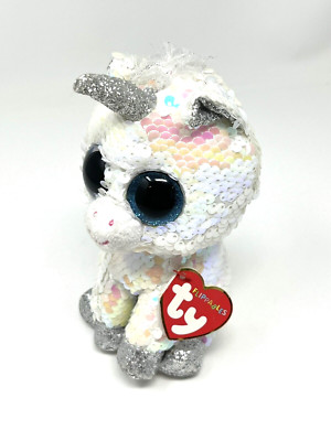 Ty Flippables Diamond Color Changing Sequin Unicorn Plush Stuffed Soft Animal 6''