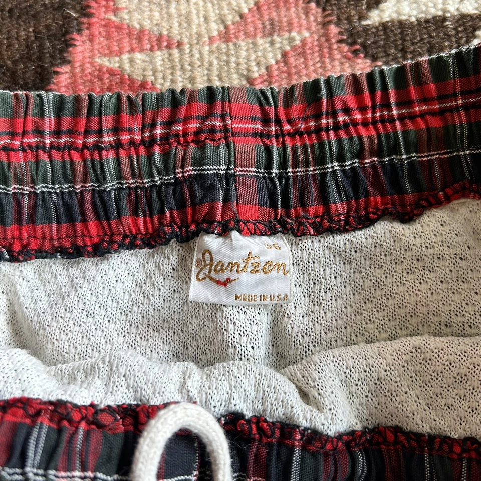Vintage 1950s 60s Jantzen Cotton Plaid Swim Trunks Shorts Sz 36 - Image 3 of 4