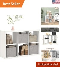 6 Cube Storage Organizer Shelf, White, 11inch