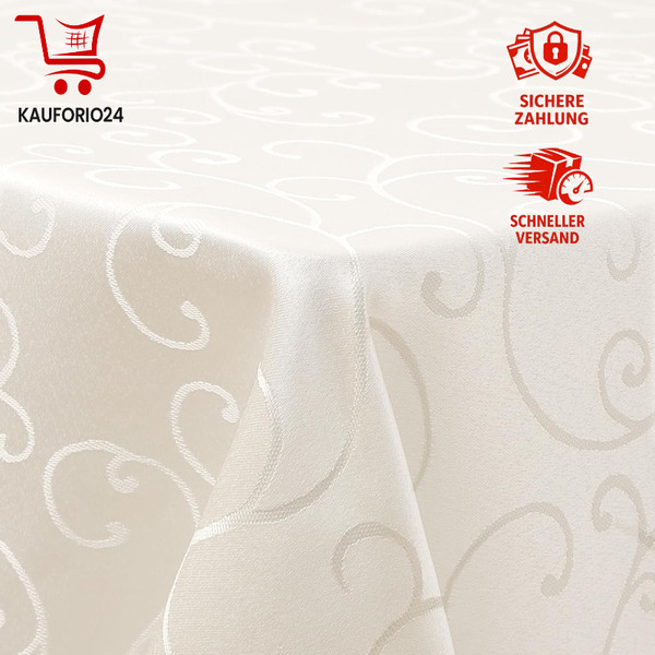 Tischdecke Abwaschbar Rechteckig 140X240Cm Jacquard Beige Schmutzabweisend-image
