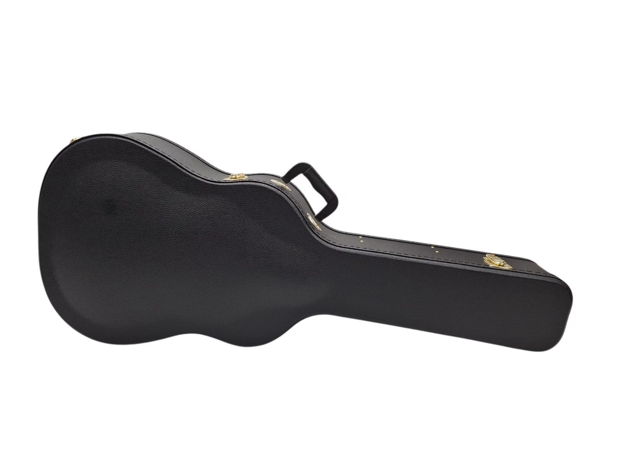 Westerngitarre Koffer Gitarrenkoffer Hartschale Holzkern Leder Schwarz gewölbt