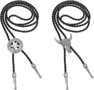 2 Stück Bolo Tie, Cowboy Kostüm, Weste und Hemd für Herren, Western Outfit, Lede