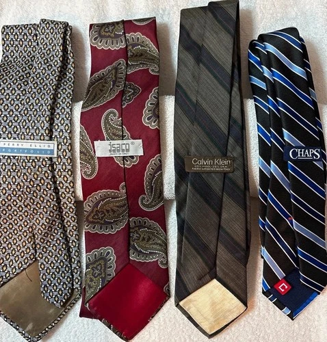 Lot of 4 Men's Ties Perry Ellis Chaps Calvin Klein jsaco - product listing photo
