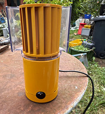 Ventilador de mesa marrón amarillo/transparente, plástico, con cable, botón a presión