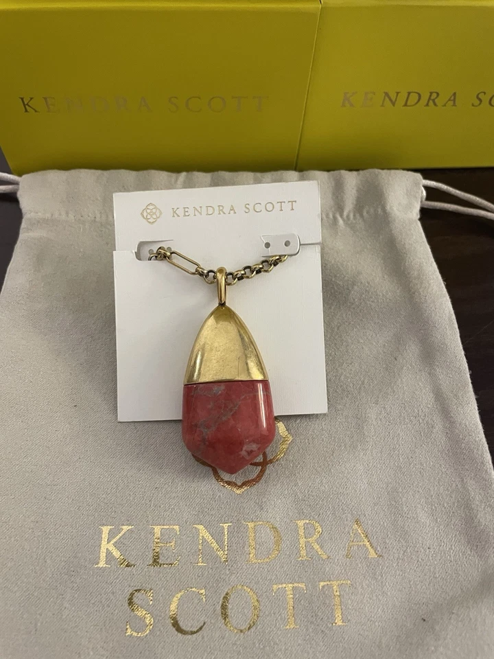 KENDRA SCOTT Freida Oxidized 14K Goldplated Pendant Necklace Burnt Sienna Howlit - Image 4 of 4