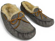 Ugg Australia Dakota Pewter Grey Fully Lined Shearlng Fur Slippers Womens size 9
