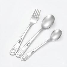 Personalised Kids Cutlery  Set Stainless Steel Custom Engraved Name