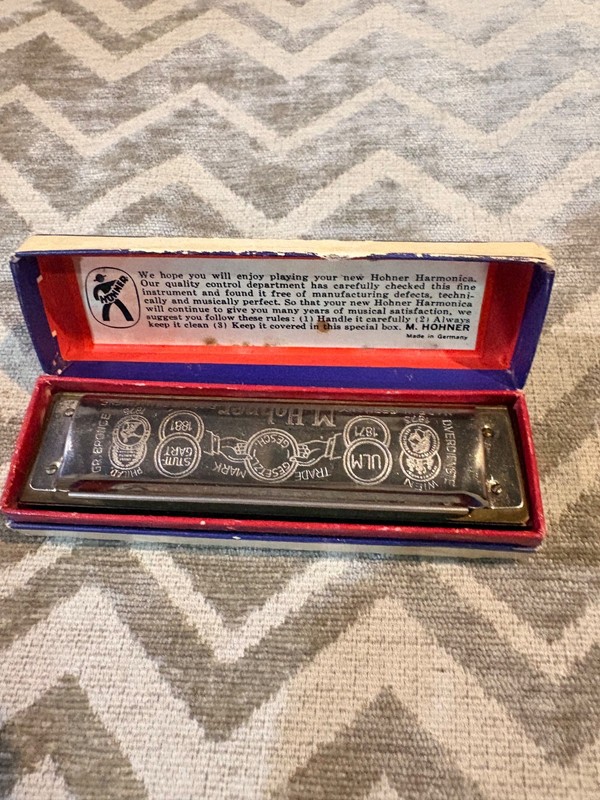 VINTAGE MARINE BAND M HOHNER NO 1896 HARMONICA IN BOX MADE GERMANY