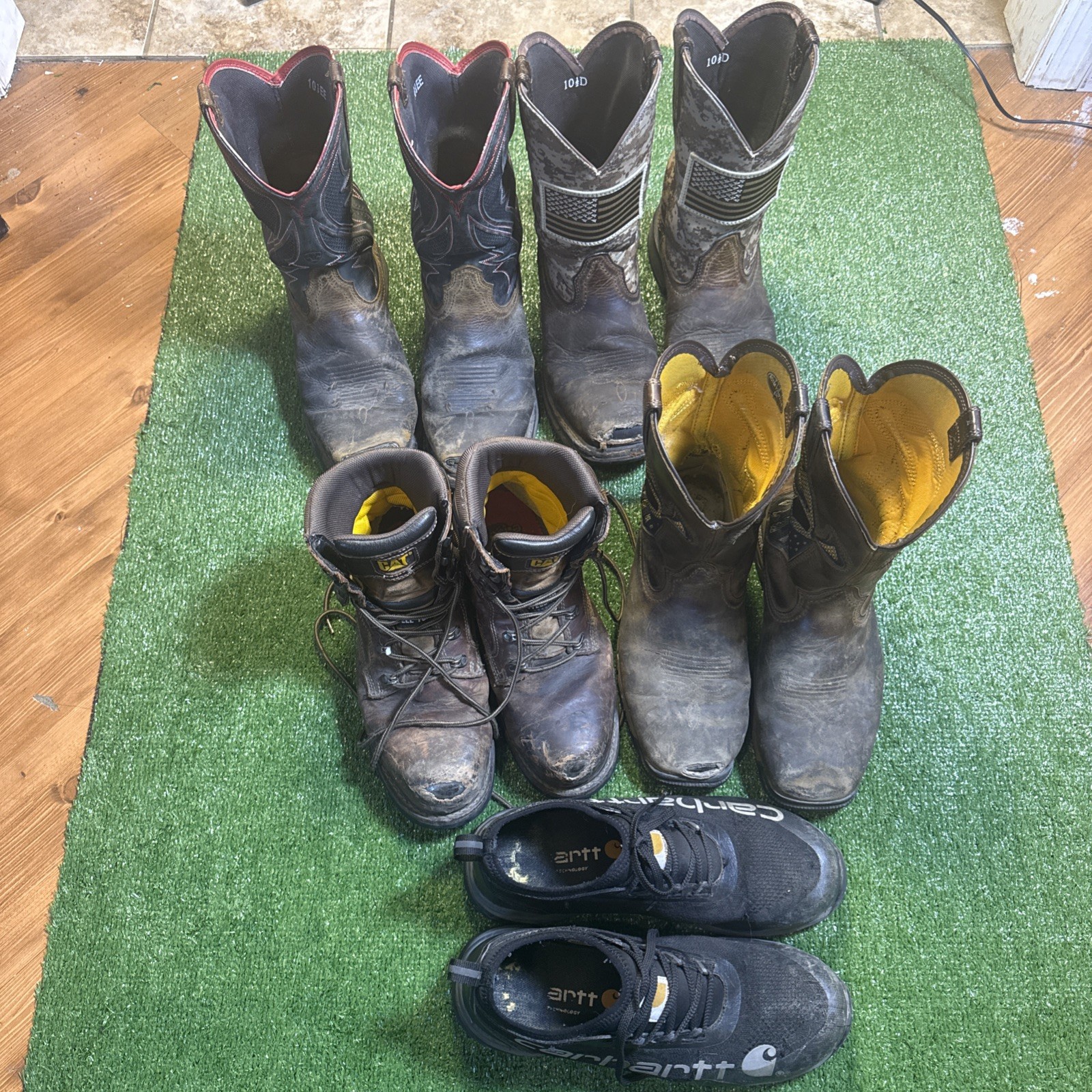 Lot of 5 Work Boots - Carhartt Ariat Cat Size 10-10.5 Steel Toe Boots (READ)