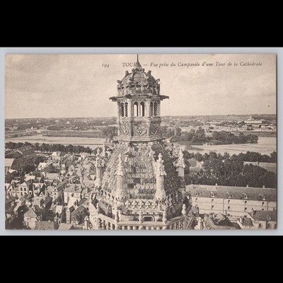 Postcard Tours Cathedral Campanile View France Architecture