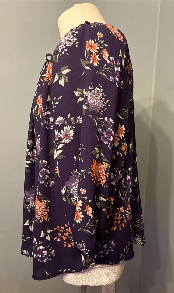 Bhs Petite Purple Floral Top Size 20 - Image 3 of 4