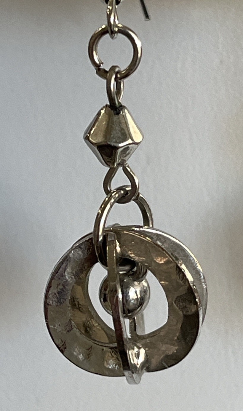 Silver Tone Interlocking Ring Dangle Earrings – 2” - image 3