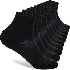 Mens 100 Cotton Cushioned Ankle Socks Moisture Wicking Breathable Black