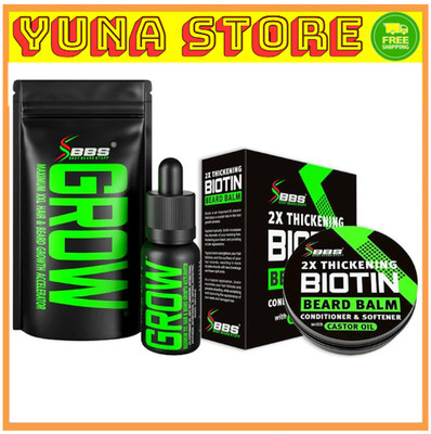 GROW Maximum XXL Beard Growth Package: Serum & 2X Biotin Balm for Fuller Beards
