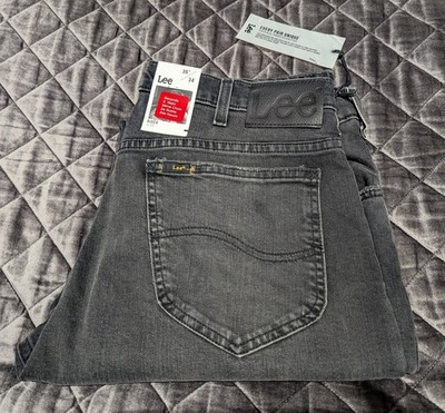 Lee Rider Slim Black Denim Soft Mens Jeans Cotton Authentic Genuine New 36 / 34