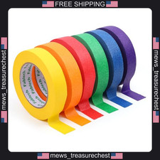 Colored Masking Tape 6-Roll Set, 0.94 Inch x 60 Yards, Multi-Color Craft Tape