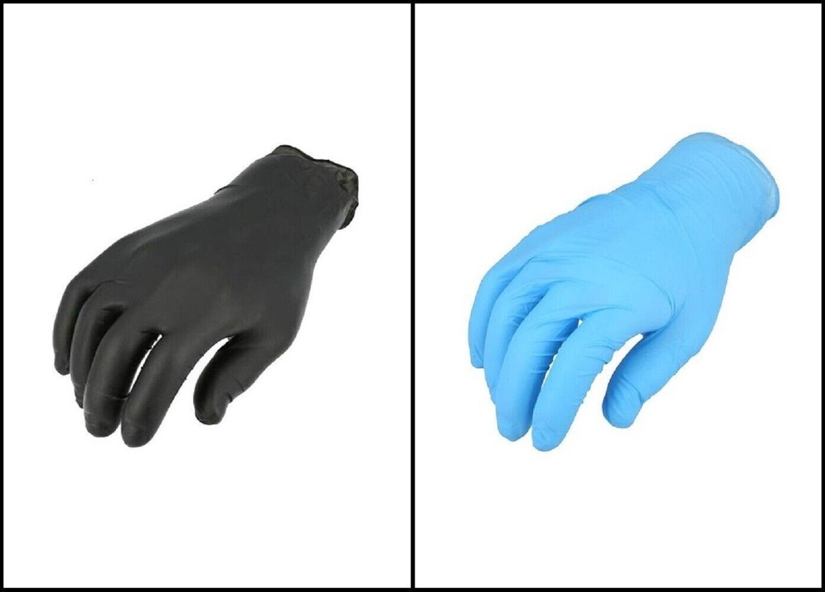 Black/Blue Nitrile Industrial Disposable Gloves, 3 - 5 Mil, Latex & Powder Free