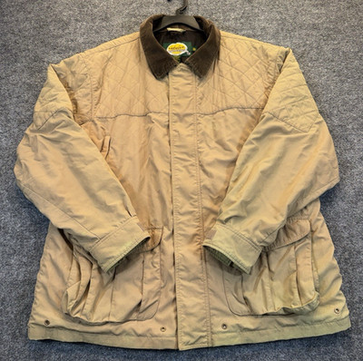 Cabela s Men s 2XL Reg Tan Quilted Field Jacket Corduroy Collar Hunting Coat