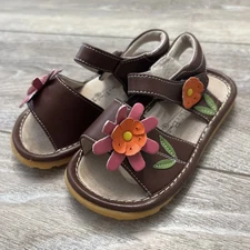 EUC Little Mae's Boutique Brown Pink Orange Flower Mary Jane Sz 9 Toddler Shoes