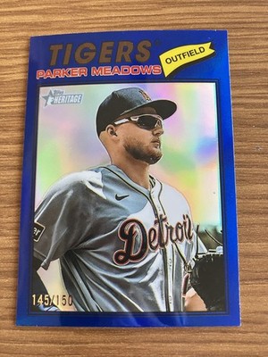Parker Meadows #208 Blue Refractor 145/150 Detroit Tigers 2026 Topps Heritage