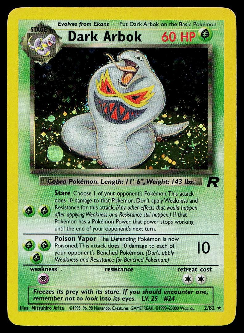 Pokemon Card Team Rocket Dark Arbok 2/82 Unlimited Holo Rare