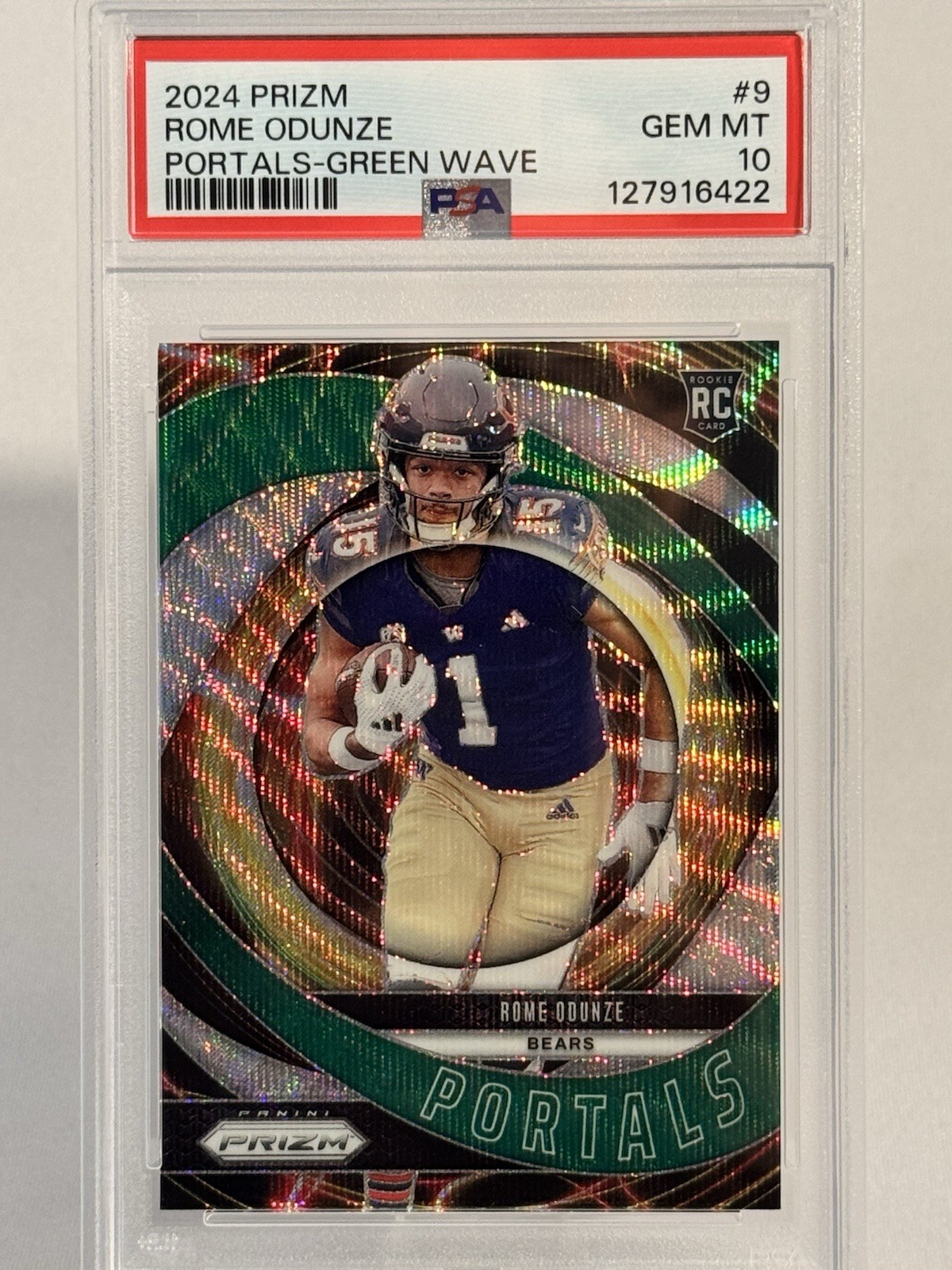 Rome Odunze Panini Prizm Portals #9 Green Wave