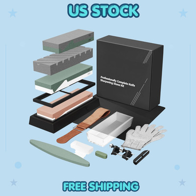 Professionally Complete Knife Sharpening Stone 15 Piece with Whetstone Bowl