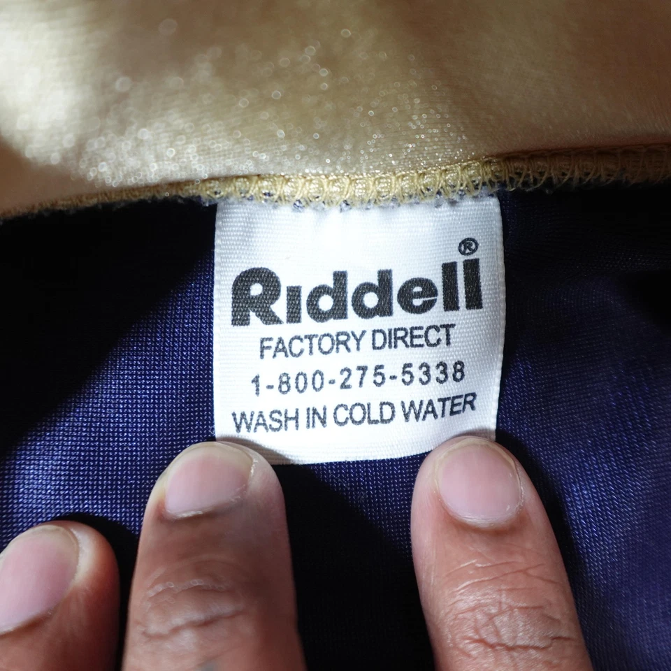 Винтажная мужская футболка Riddell средний размер сине-золотистая восточная 87 сетка спортивная сделано в США - Изображение 3 из 4