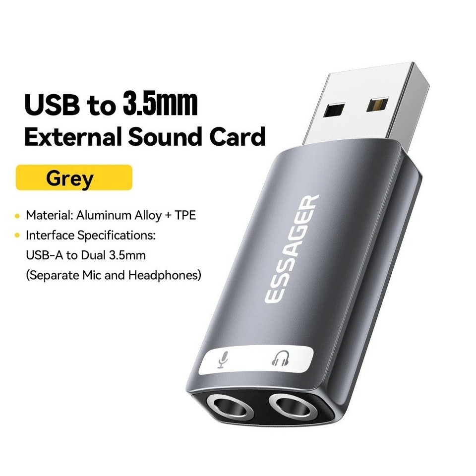 USB Sound Card External Mini Sound Card USB to 3.5mm Interface Stereo ...