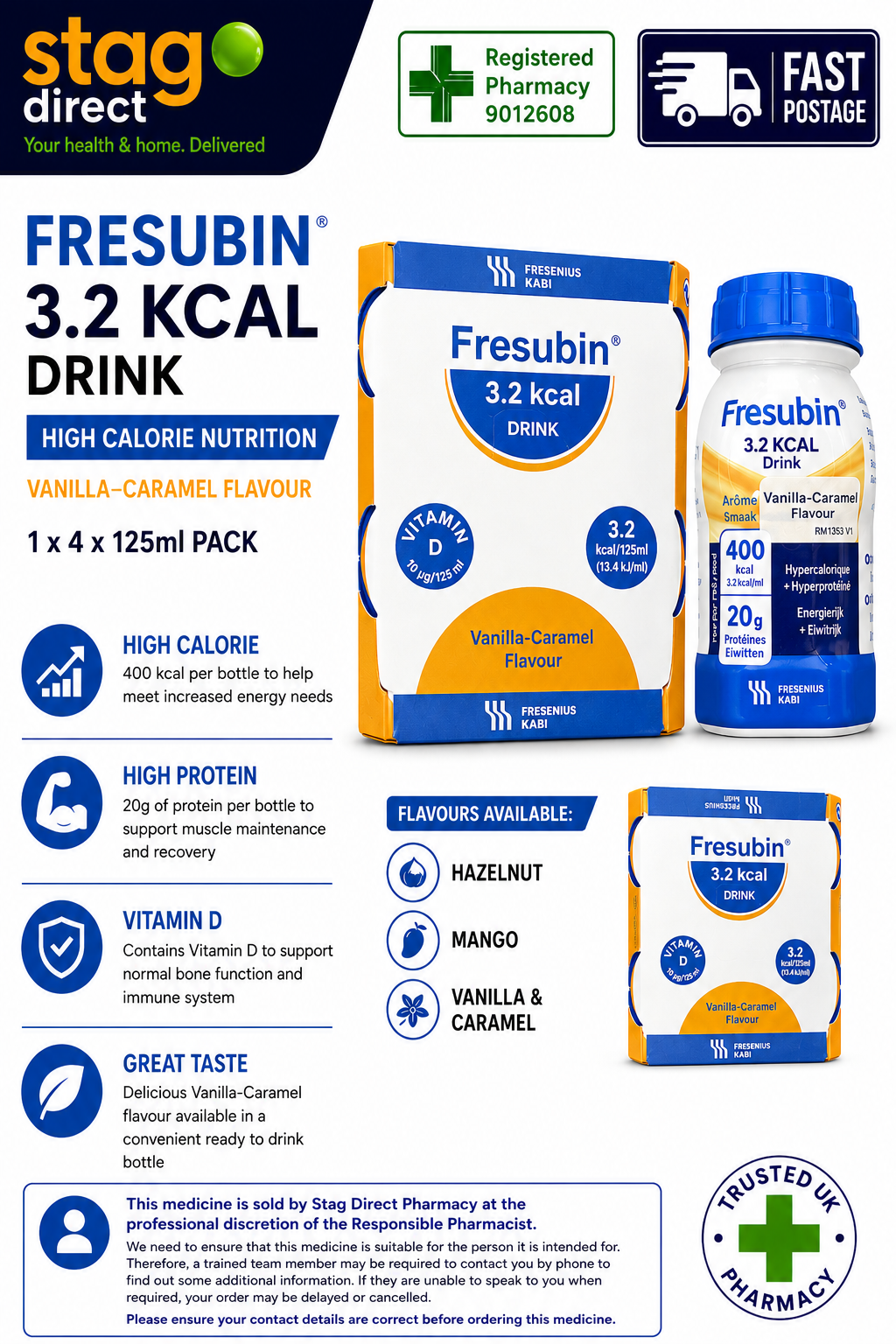 Fresubin 3.2 kcal Nutritional Drink 125ml x 4 - Available In 3 Flavours