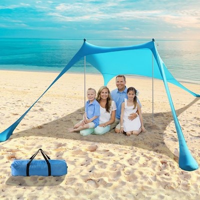 Luxurious Beach Tent Sun Shelter 9.8 x 6.5 Ft - UV Protection & Easy Setup