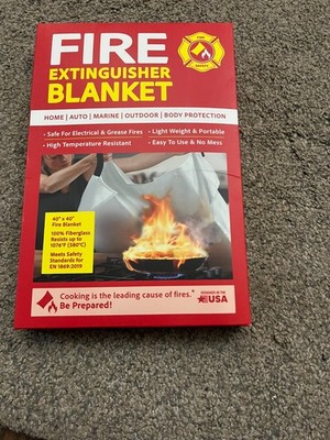Emergency Fire Blanket W/Hook, For Home & Kitchen, Fire pits, BBQ, Fireplace