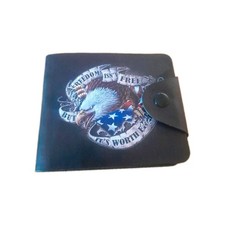 Men's Bifold Wallet Freedom Isn't Free Eagle USA Patriotic Snap Closure
