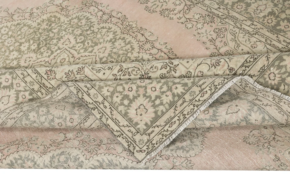 6.6x10 Ft One-of-a-pair Vintage Area Rug. Handmade Turkish Carpet - Image 3 of 4