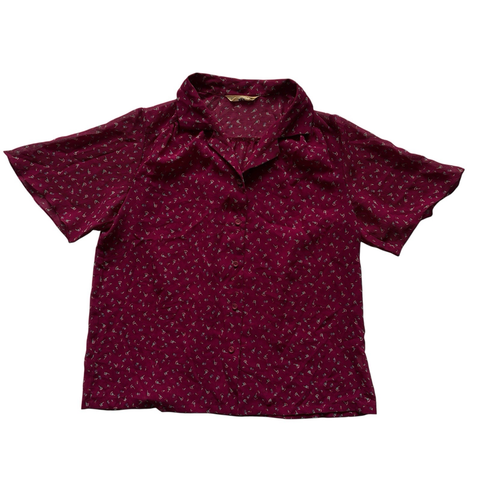 Vintage 80s Japanese Blouse Deep Pink Patterned Retro Boho Indie 16 image 2