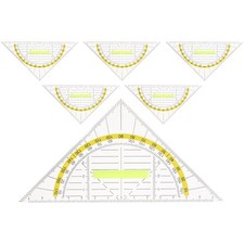 6Pcs Geometry Triangle Rulers Plastic Drawing Measurement Tools Set