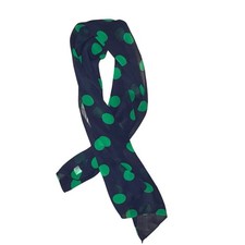 Vintage Polka Dot Scarf - Navy and Green