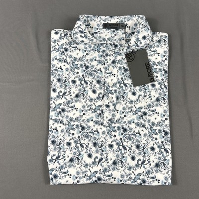 G/Fore G4 Golf Shirt Polo Sleeve Logo Printed XXL White Blue NWT MSRP $120